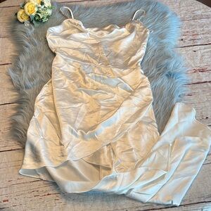 Revolve X Elliatt Jacinda Mini Dress Satin Rhinestone Strap White Dress sz XS